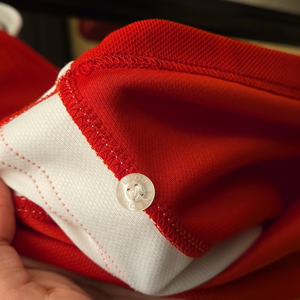NWT Speedo Tennis Red White Stripes sleeveless Collared polo shirt tank top - Picture 5 of 8